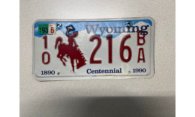 VERITABLE PLAQUE D IMMATRICULATION WYOMING 216BA