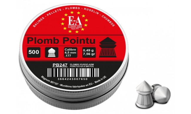 PLOMB A TETE POINTUE CAL 4.5mm