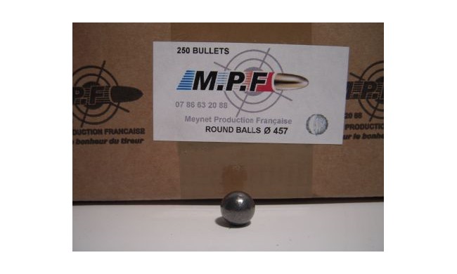 Boite de 250 balles rondes MPF calibre 44 .457 144gr