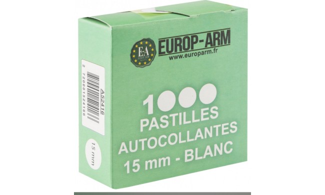 PASTILLES AUTOCOLLANTES 15mm BLANCHES