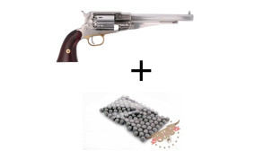 PACK PIETTA 1858 REMINGTON INOX CAL 44 + 100 BALLES RONDES